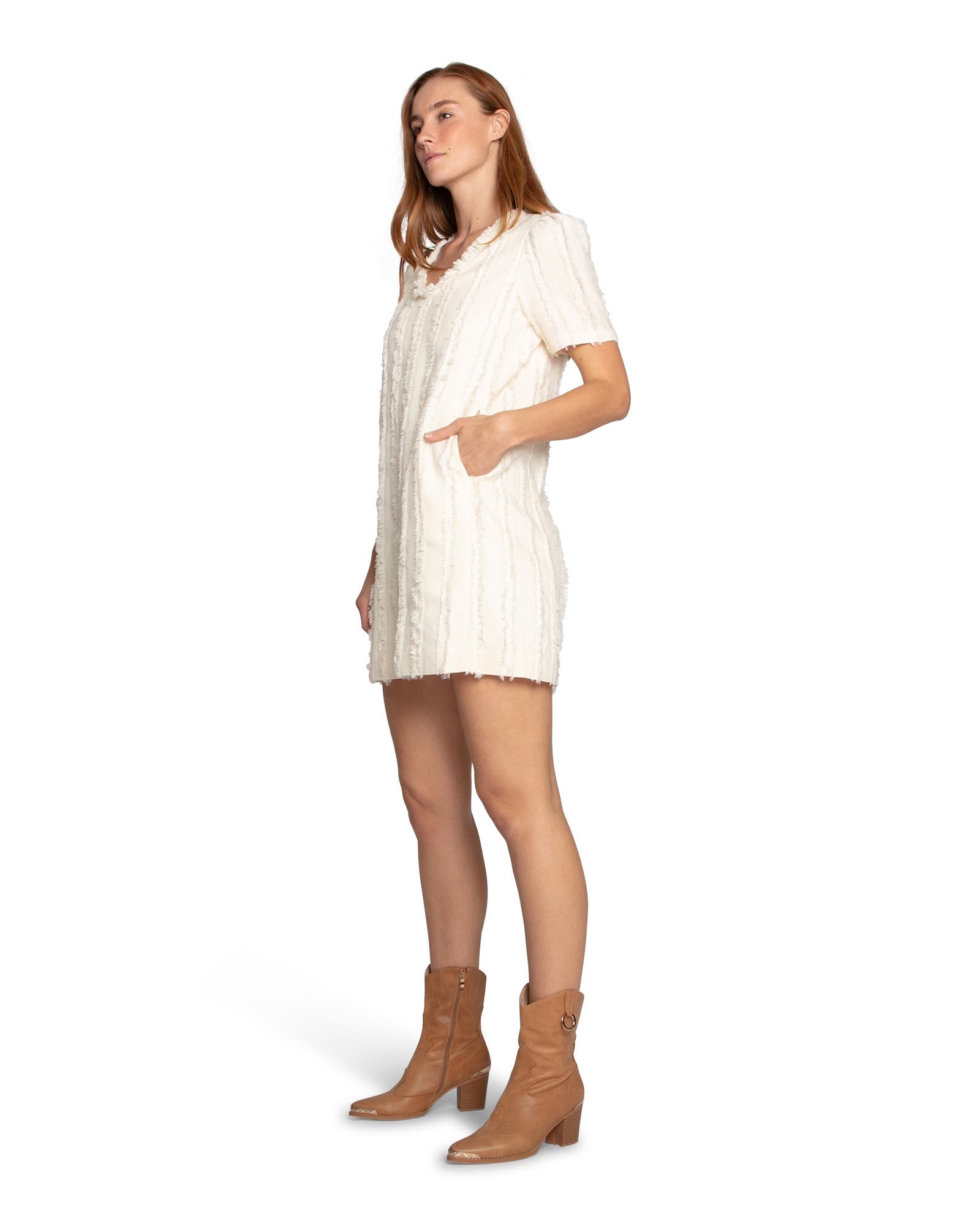 Solana Boho Fringe Shift Mini Dress - image 2