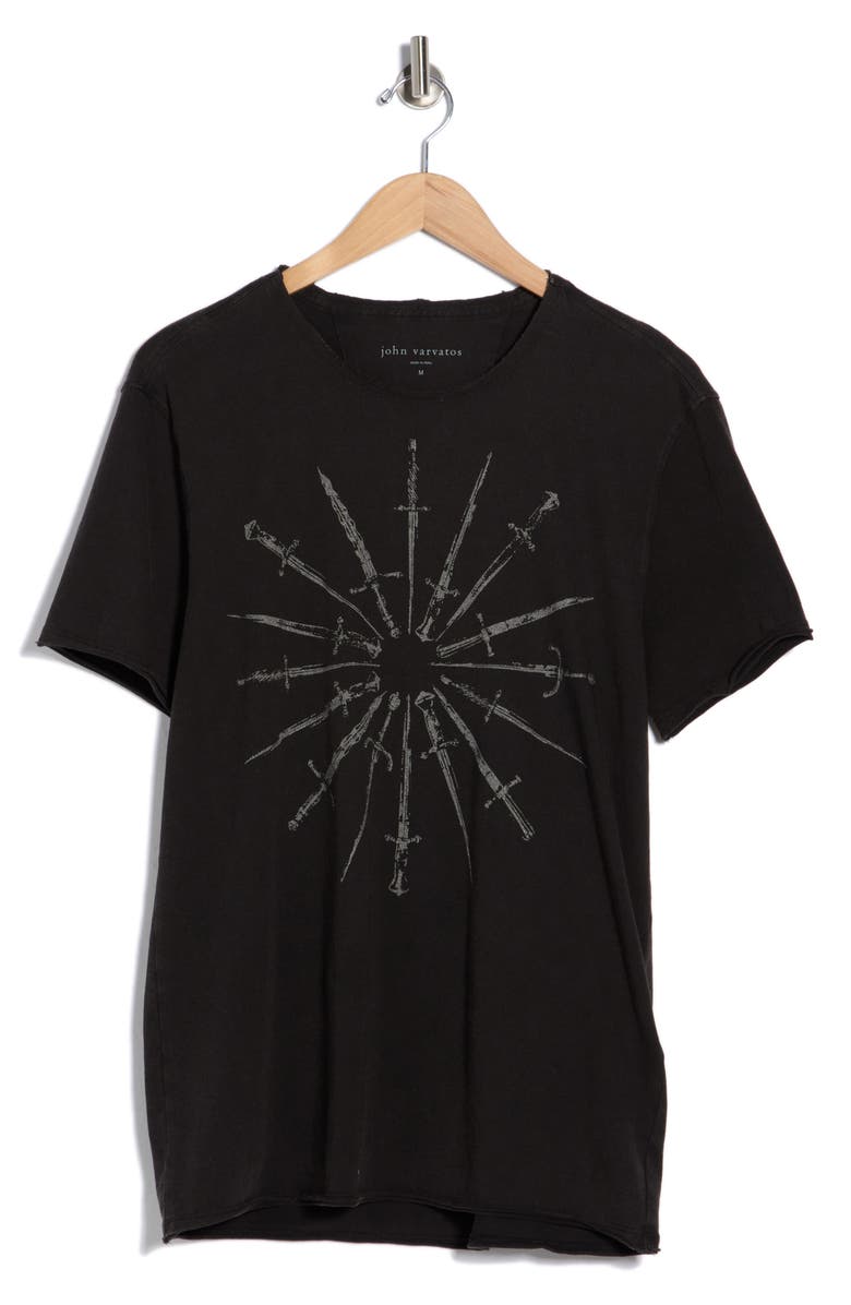John Varvatos Dagger Circle Graphic T-Shirt, Main, color, Black