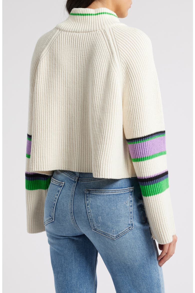 Greta Stripe Half Zip Sweater, Alternate, color, SUGAR SWIRL COMBO