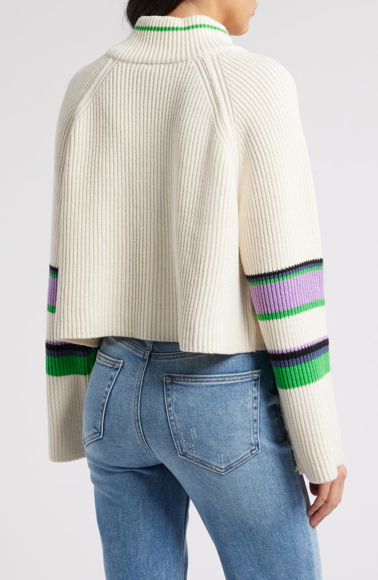 Free People Greta Stripe Half Zip Sweater, Alternate, color, Sugar Swirl Combo