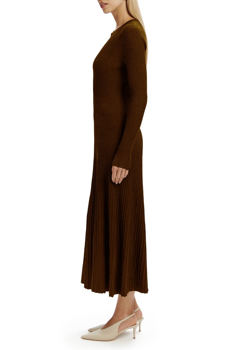 Hattie Long Sleeve Rib Maxi Sweater Dress, Alternate, color, CHOCOLATE