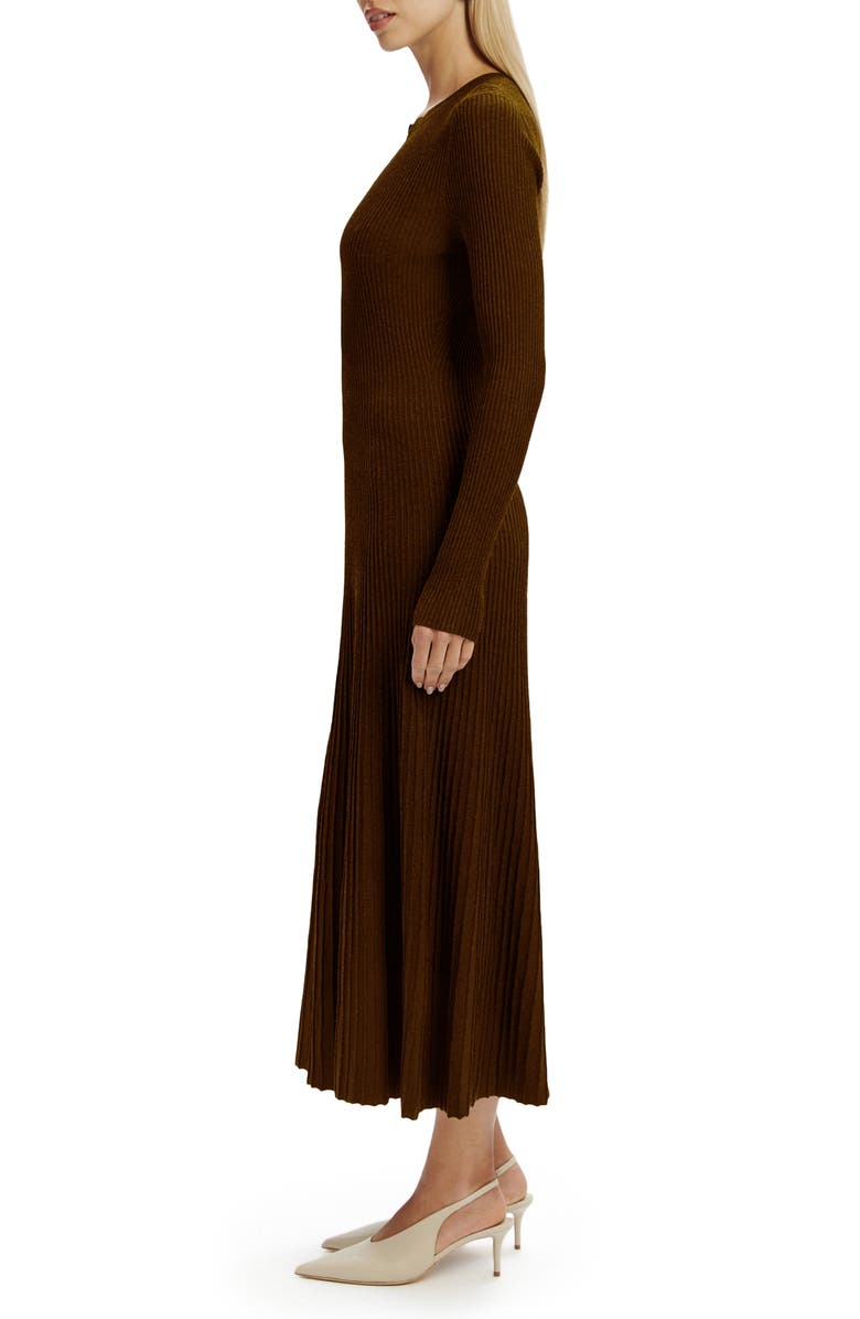 Bardot Hattie Long Sleeve Rib Maxi Sweater Dress, Alternate, color, Chocolate