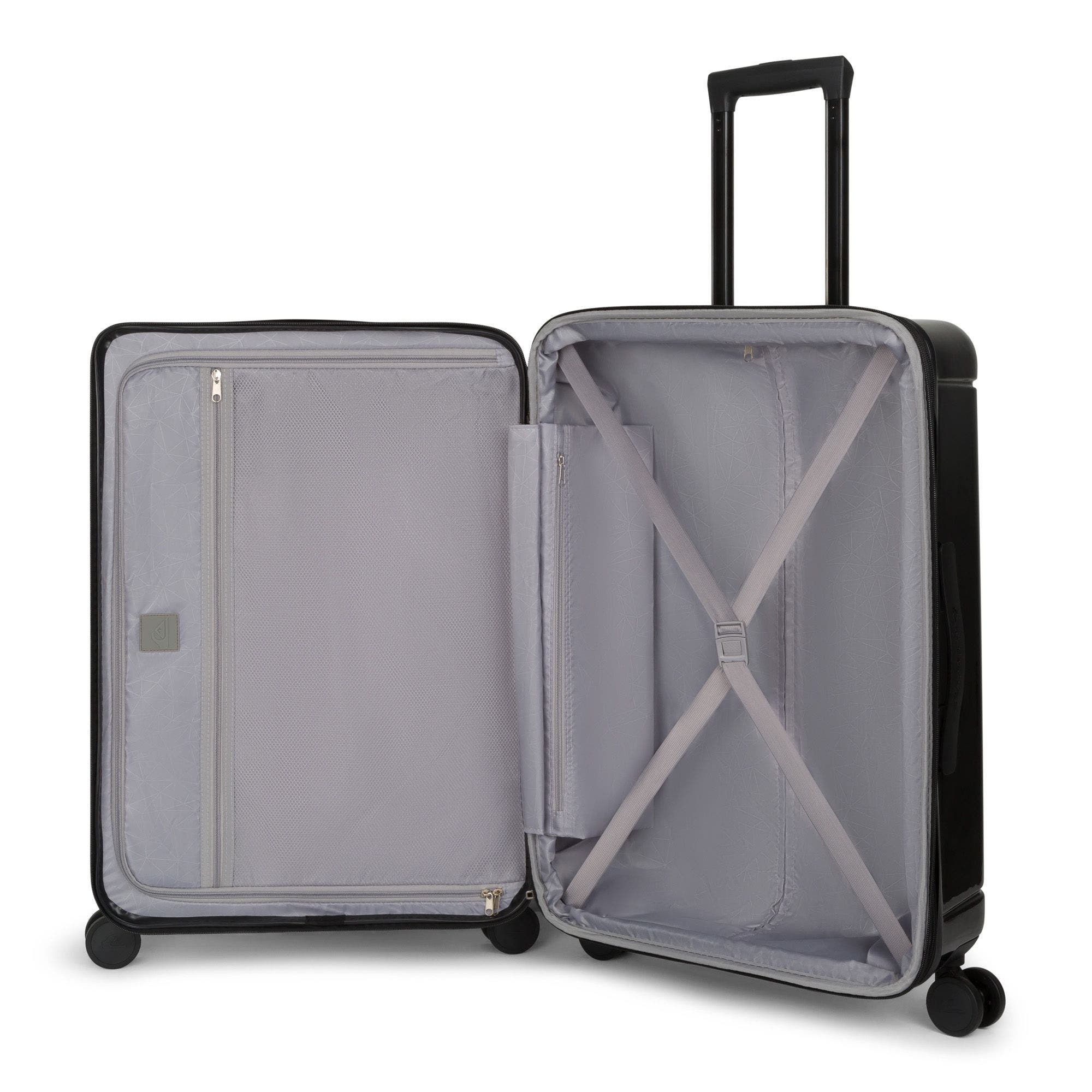 Quiksilver Malibu Suitcases PC Hardside Expandable Luggage with Spinner Wheels, 3-Piece Set, Alternate, color, Black