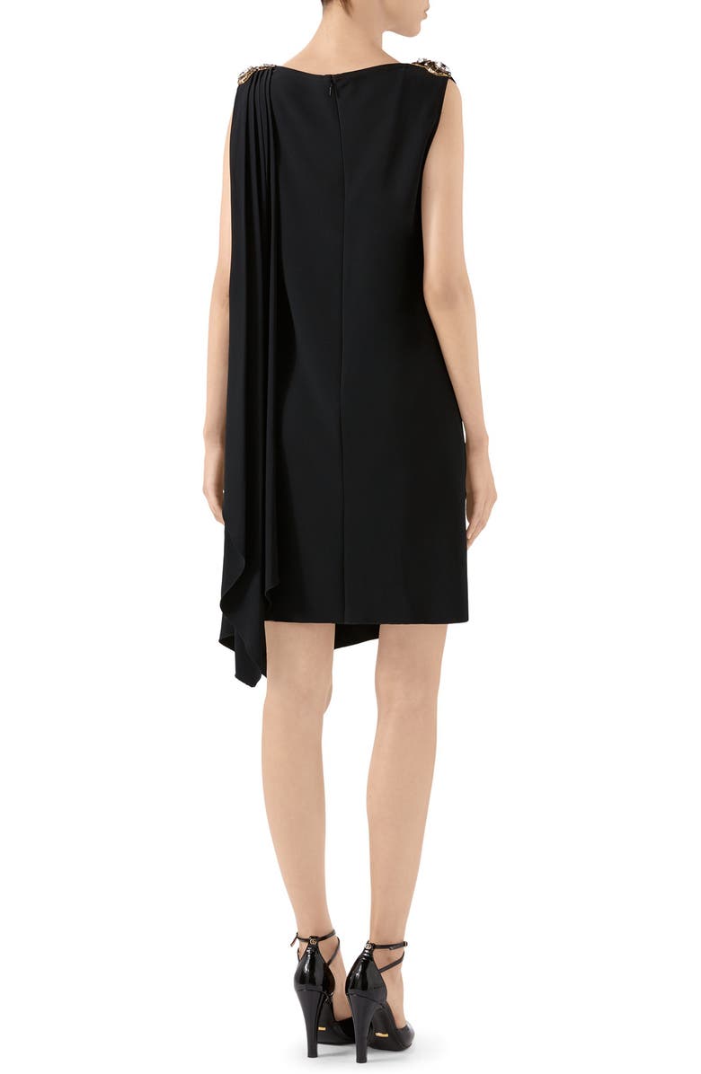 Gucci Crystal Embellished Draped Jersey Shift Dress, Alternate, color,