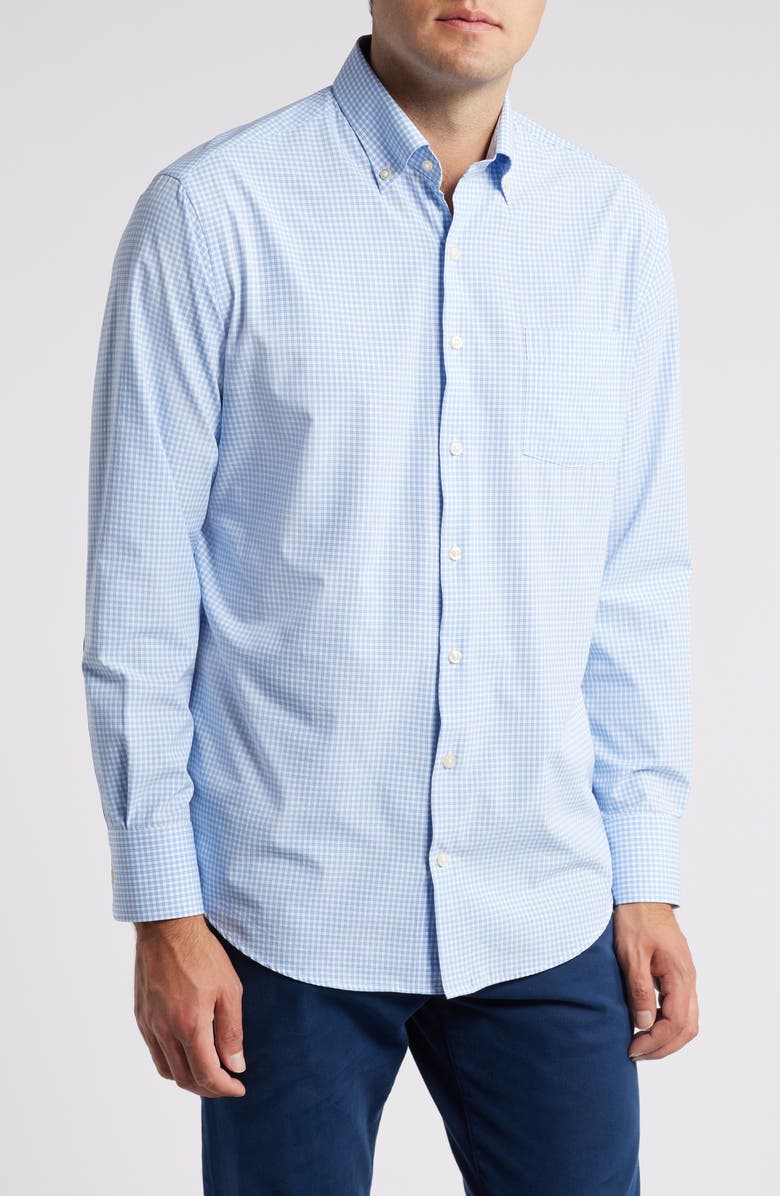 Peter Millar Cranbrook Check Performance Poplin Button-Down Shirt, Main, color,