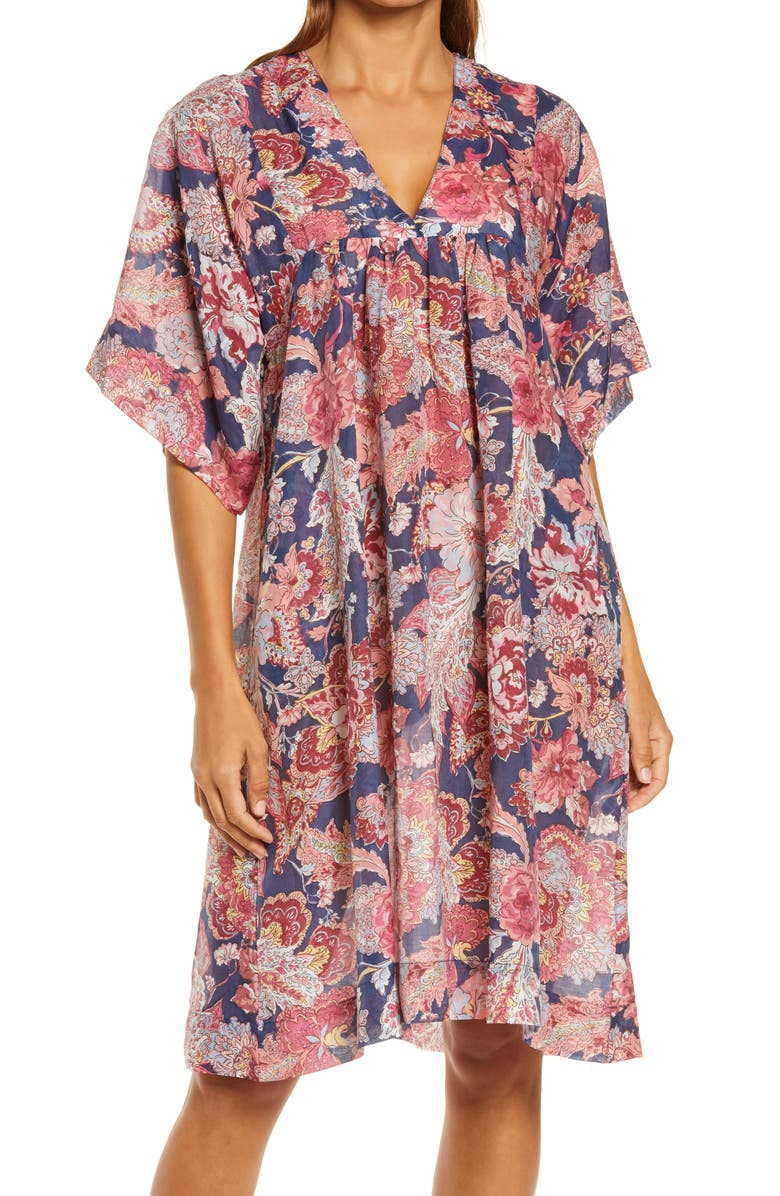 Papinelle Cotton & Silk Caftan Nightie, Main, color, 