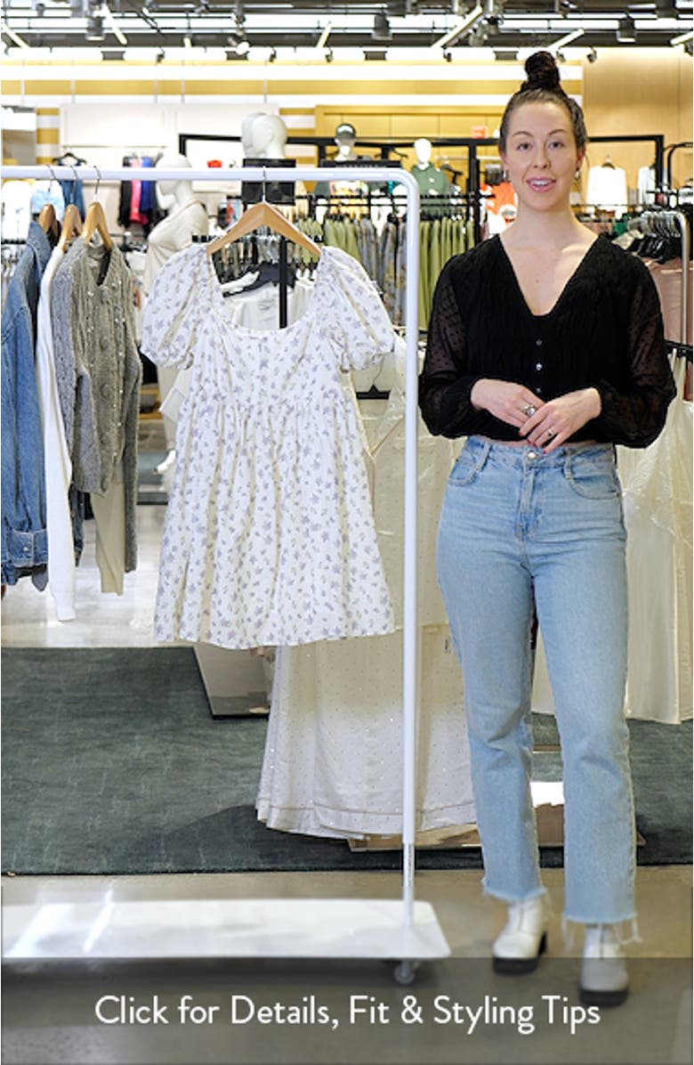 Floral Puff Sleeve Babydoll Minidress, sales video thumbnail