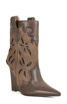 AZALEA WANG Talayah Western Wedge Bootie