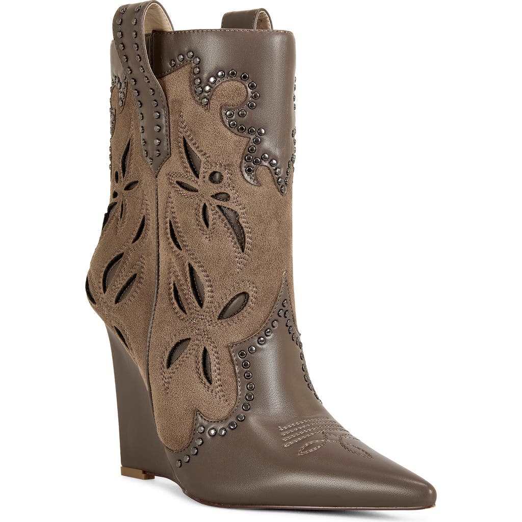 Azalea Wang Talayah Western Wedge Bootie In Brown