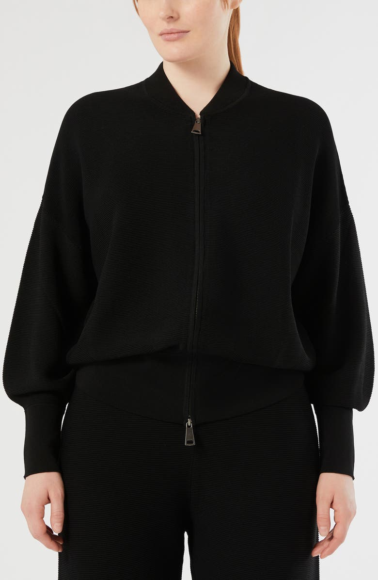 Marina Rinaldi Rafia Bomber Jacket, Main, color, Black