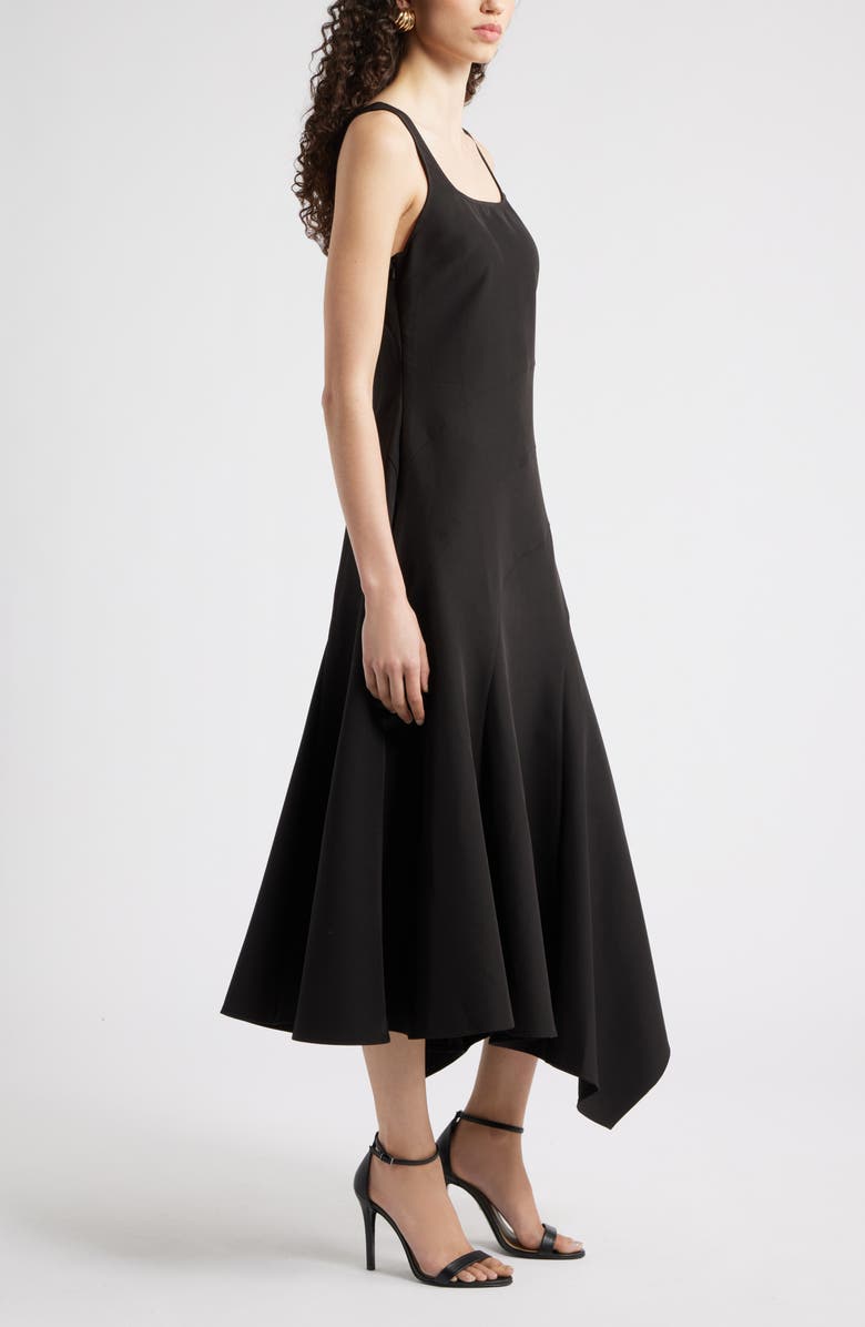 Chelsea28 Seam Detail Asymmetric Midi Dress, Alternate, color, Black