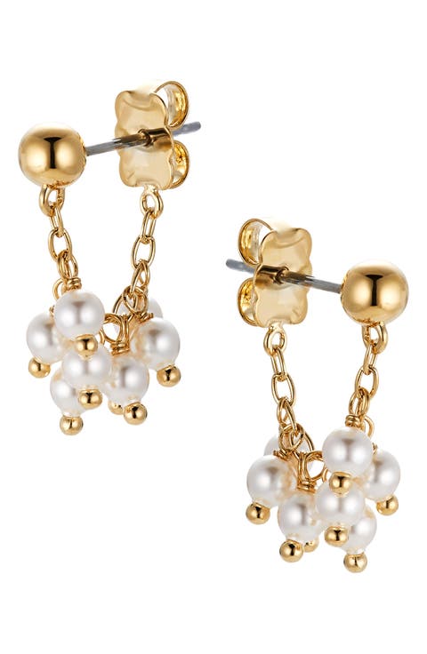 La Vie Imitation Pearl Shaky Front/Back Earrings
