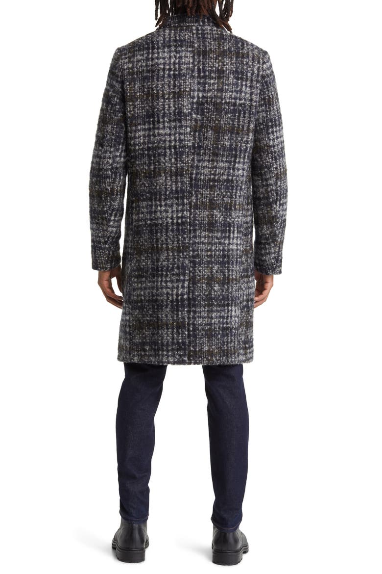 Brushed Glen Plaid Wool Blend Topcoat, Alternate, color, MULTI GREY CHECK