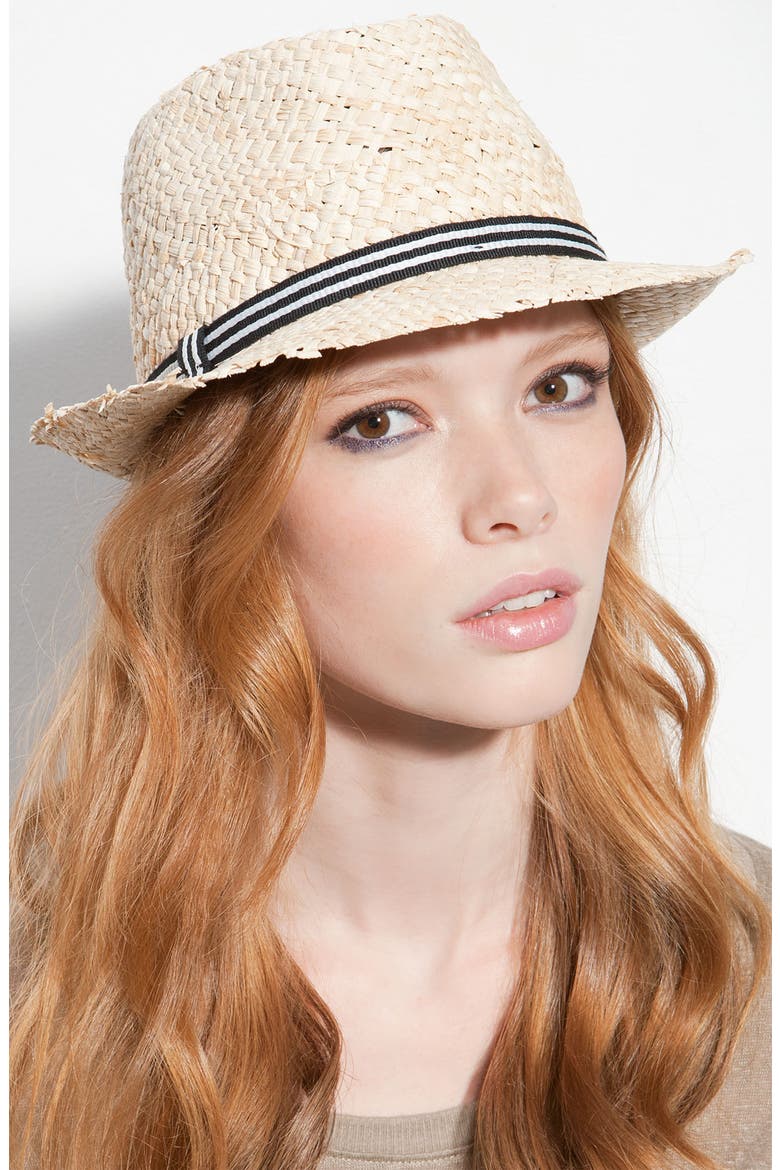 Trouvé Stripe Band Fedora, Main, color, NATURAL/ BLACK