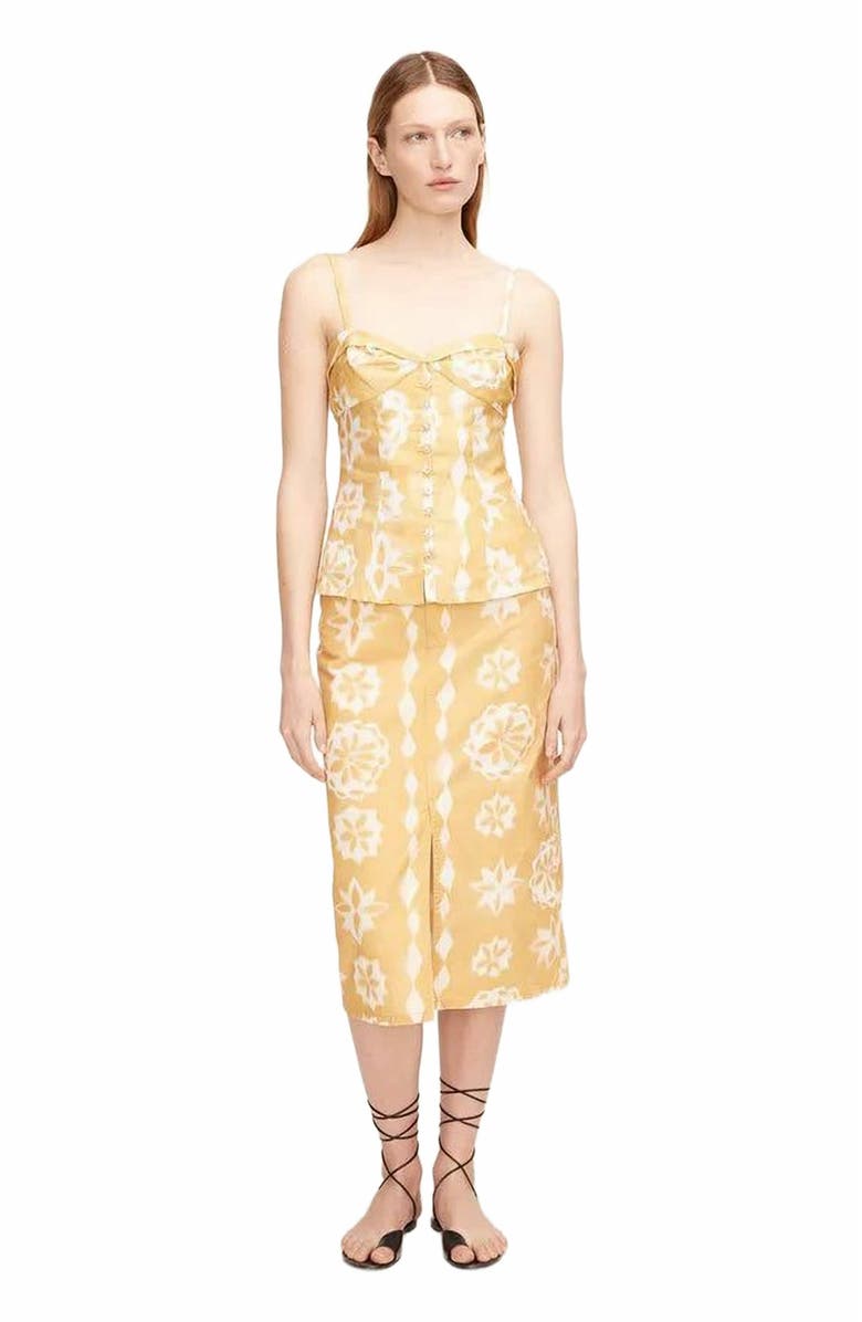 Rebecca Taylor Paper Fleur Cotton Canvas Midi Skirt, Main, color,