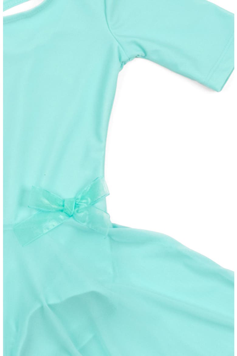 Girls Short Sleeve Skirted Leotard, Alternate, color, Aqua