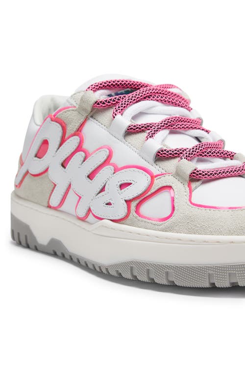 P448 George Low Top Sneaker In White/fluo
