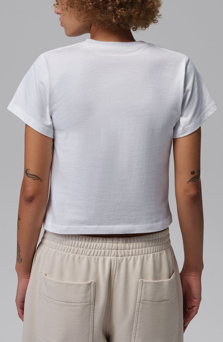 Jordan Metallic Logo Graphic Shrunken Cotton T-Shirt, Alternate, color, White