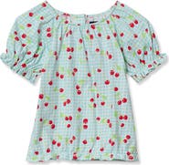 Lands' End Girls Shirred Puff Blouse