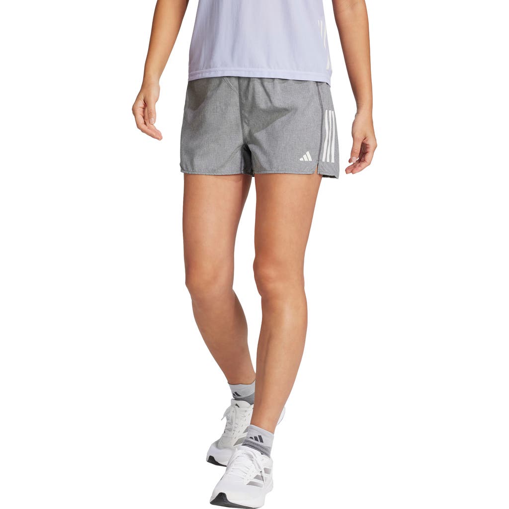 Adidas Originals Adidas Own The Run Recycled Polyester Shorts In Grey Six/white Melange