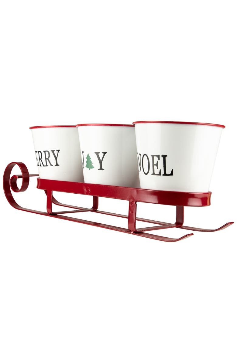 Northlight Sleigh with "Noel", "Joy" and "Merry" Buckets Christmas Centerpiece - 18.75" - Red, Alternate, color, 