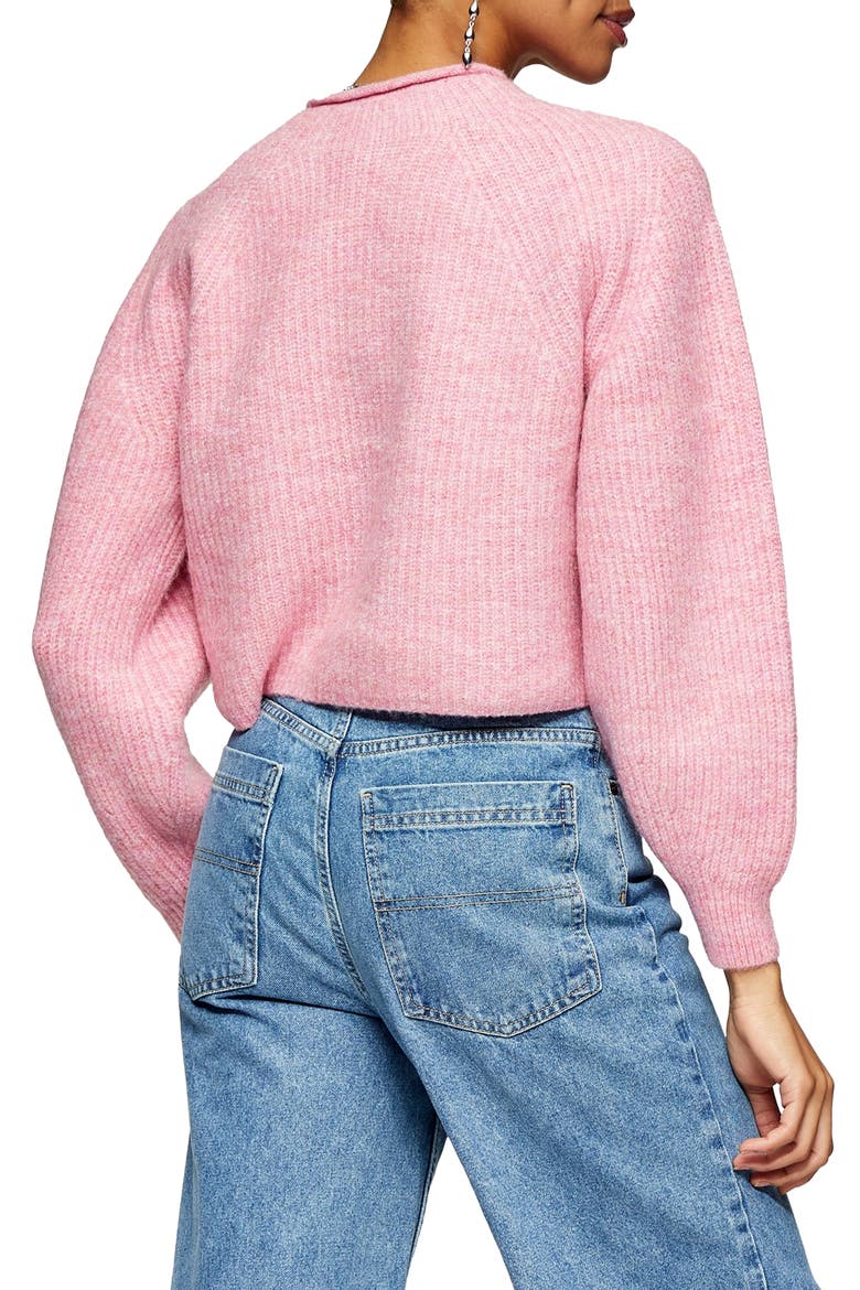 Crop Crewneck Sweater, Alternate, color, PINK