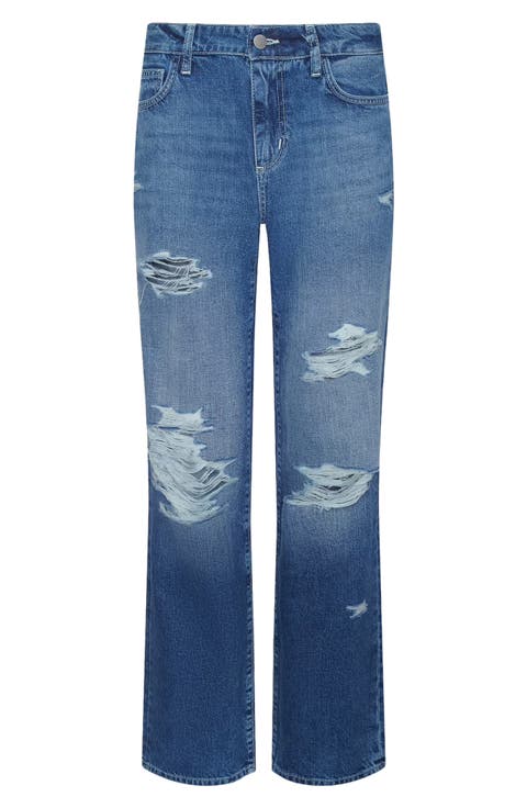 Zelda Ripped Low Rise Slouchy Straight Leg Jeans