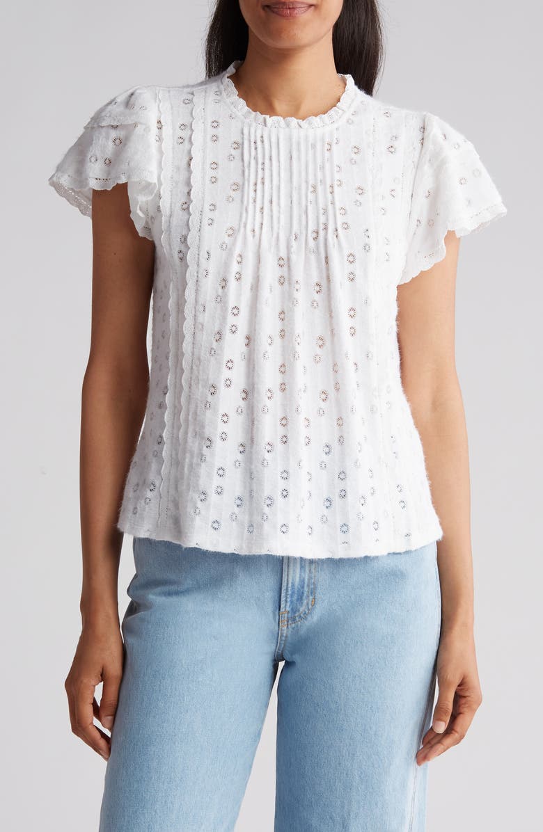 DR2 by Daniel Rainn Eyelet Embroidered Top, Main, color, 
