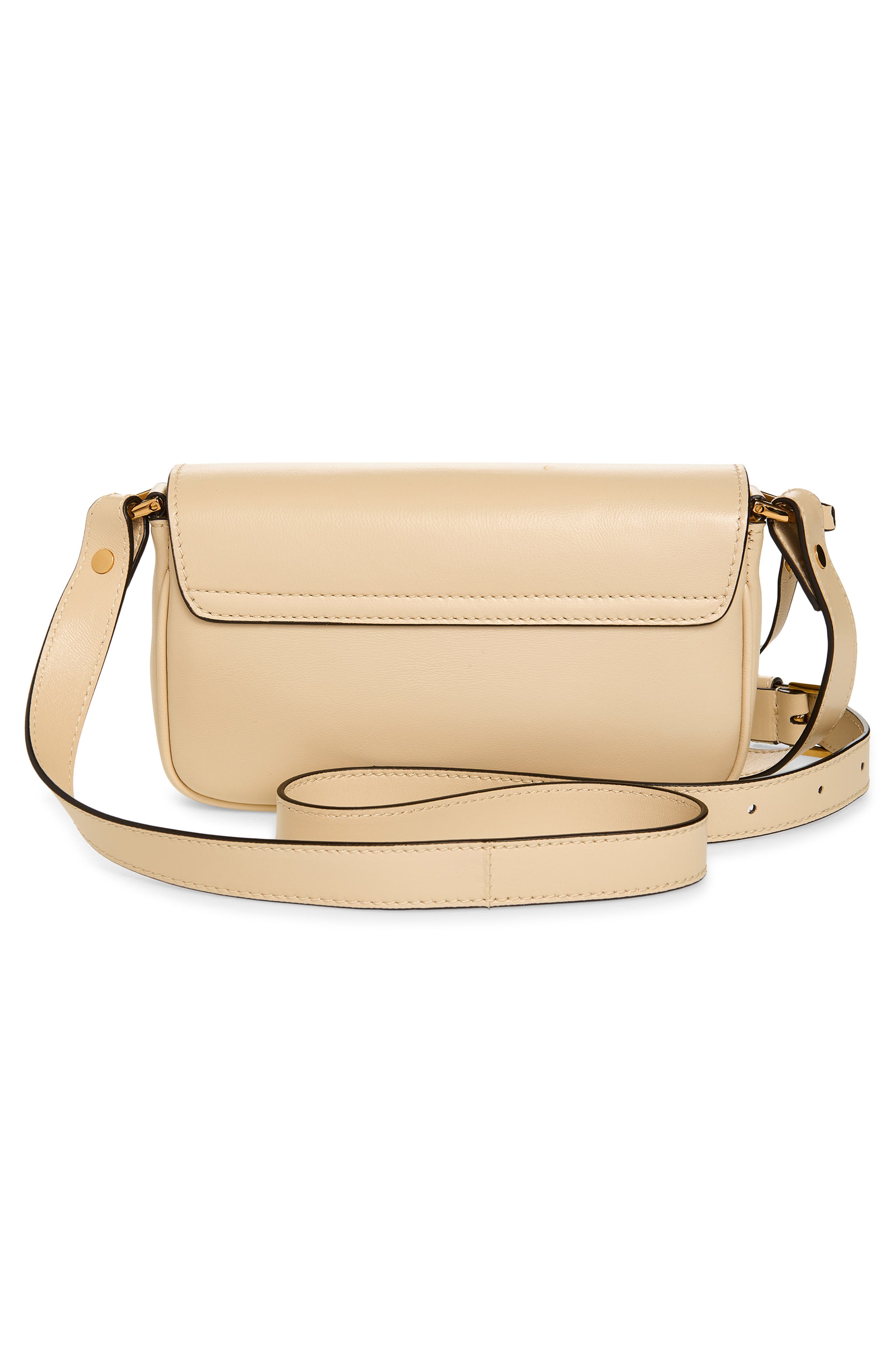 Versace Mini Tag Leather Shoulder Bag, Alternate, color, Cream-Versace Gold