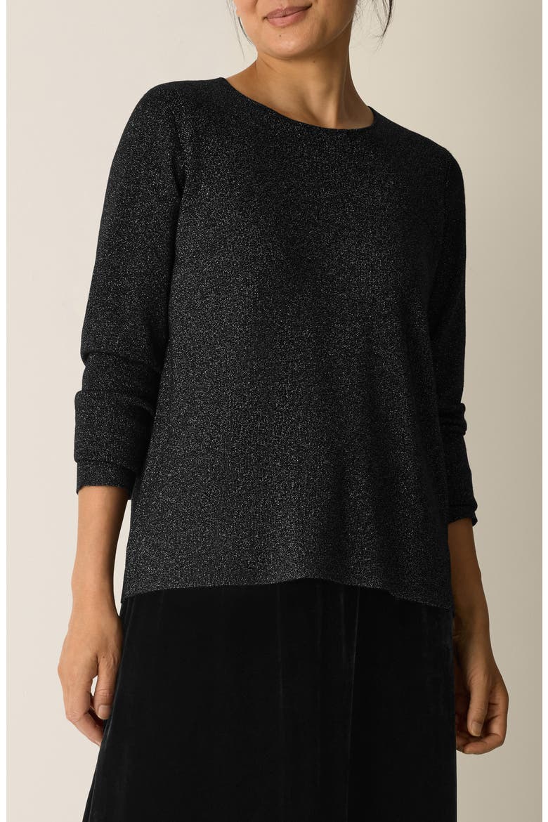 Metallic Shimmer Wool Blend Sweater, Main, color, BLACK
