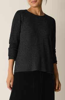 Eileen Fisher Metallic Shimmer Wool Blend Sweater