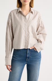 rag & bone Marin Stripe Cotton Crop Button-Up Shirt