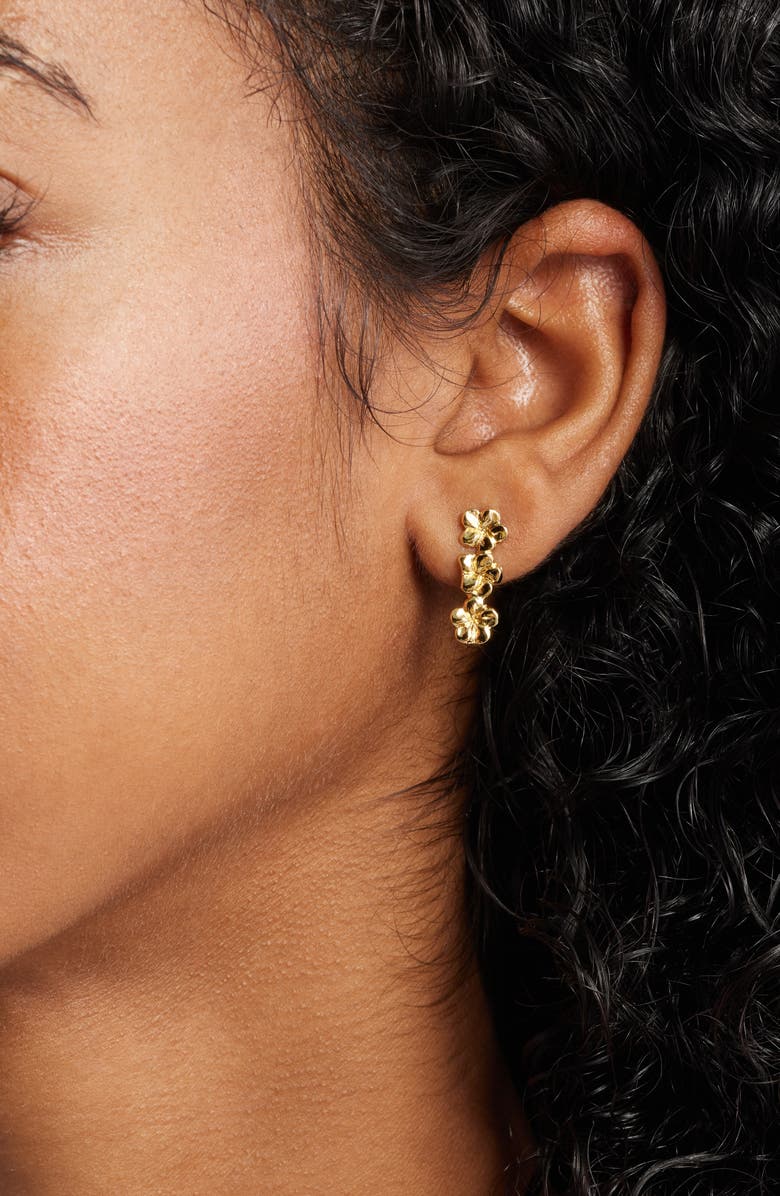Kiara by Ki-Ele Melia Plumeria Stud Earrings, Alternate, color, Gold