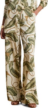 Lauren Ralph Lauren Palm Leaf & Rope Print Luxe Twill Drawstring Pants