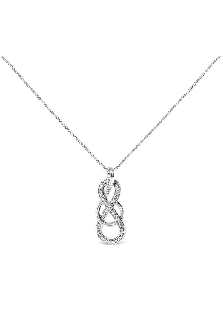 925 Sterling Silver Diamond Accent Interlocking Infinity Pendant Necklace, Main, color, Silver