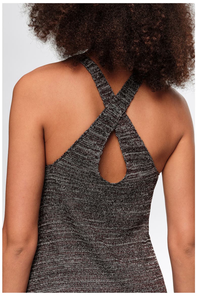 Two-Material Knit Dress, Alternate, color, BROWN