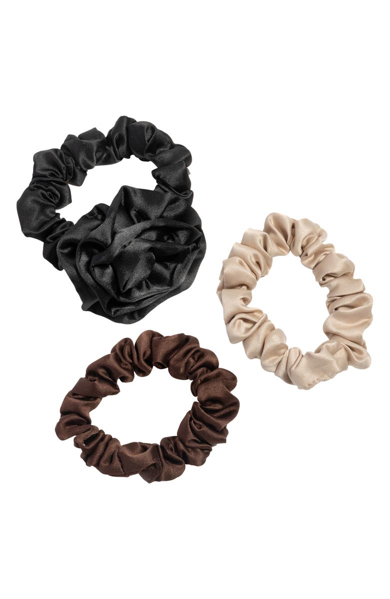 Kitsch 3-Pack Assorted Rosette Scrunchies, Alternate, color, Black