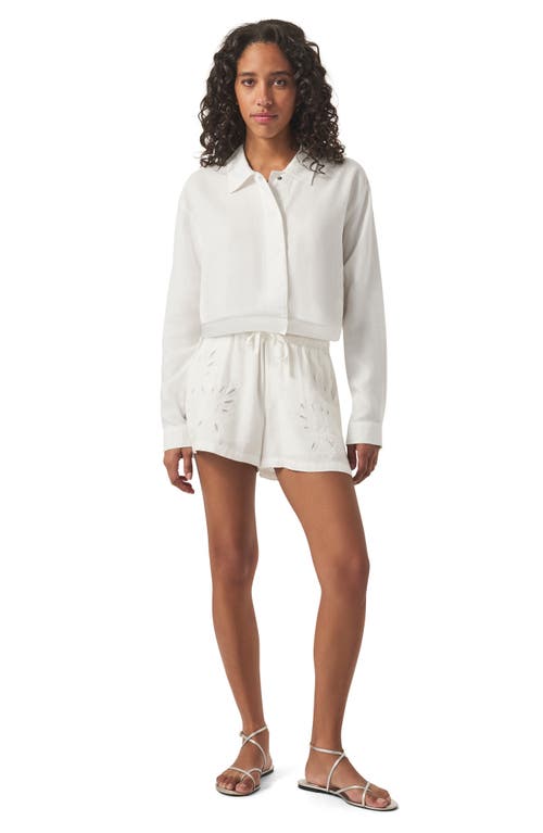 Splendid Cayden Embroidered Crop Jacket In White