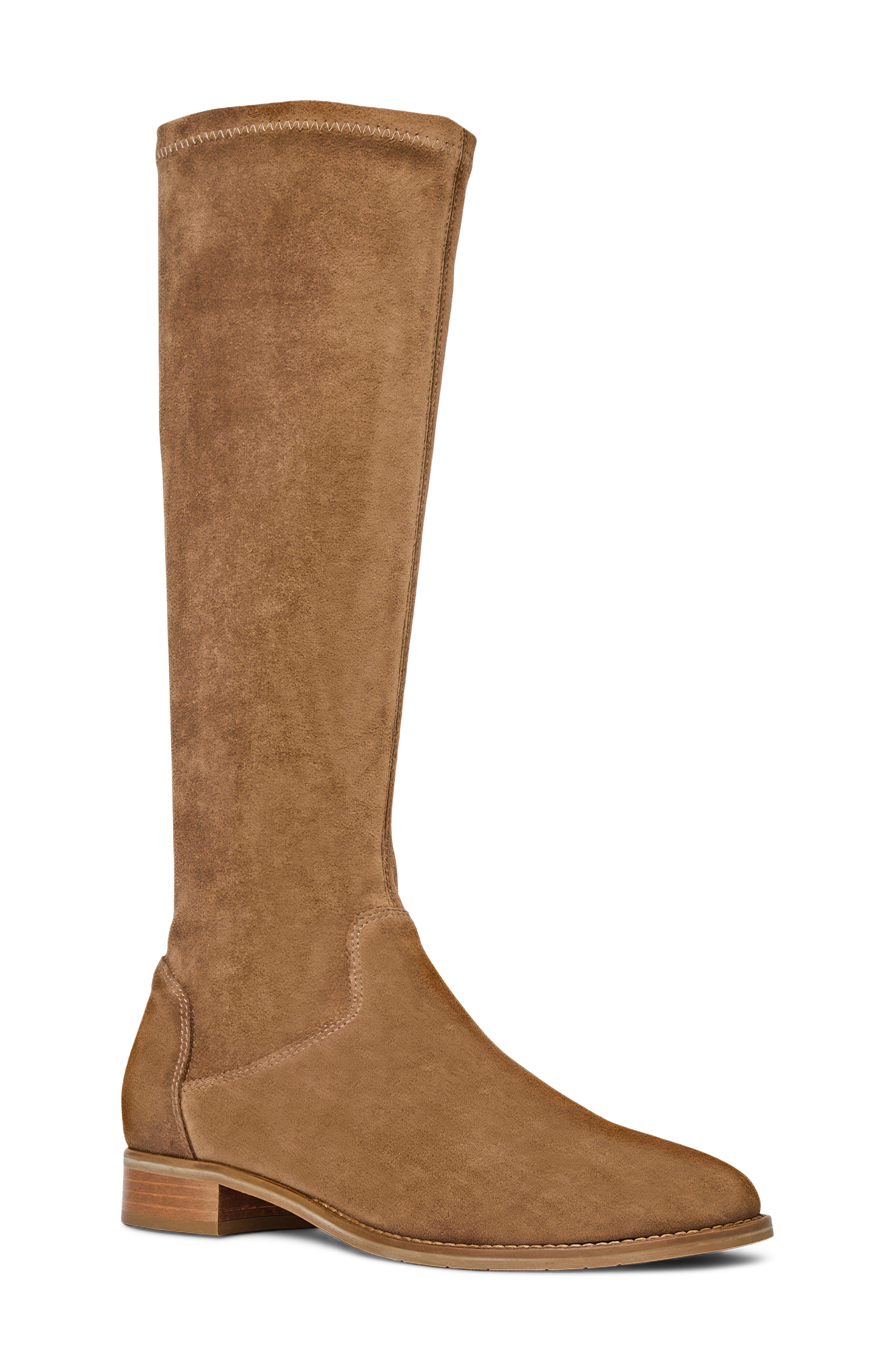 Sabrena Weatherproof Knee High Boot, Main, color, AMARETTO SUEDE