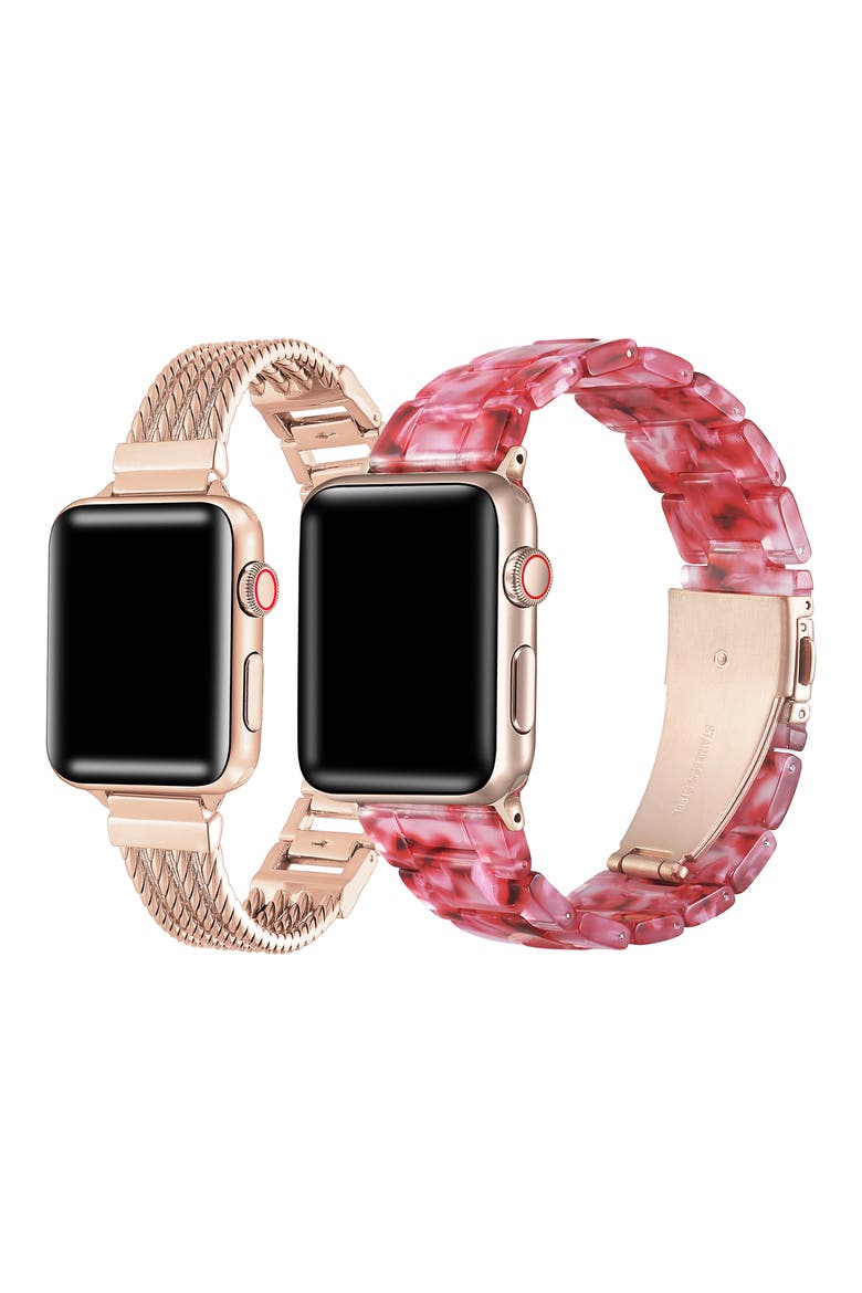 Clara Claire 2-Pack Apple Watch® Watchbands, Alternate, color, ROSE GOLD