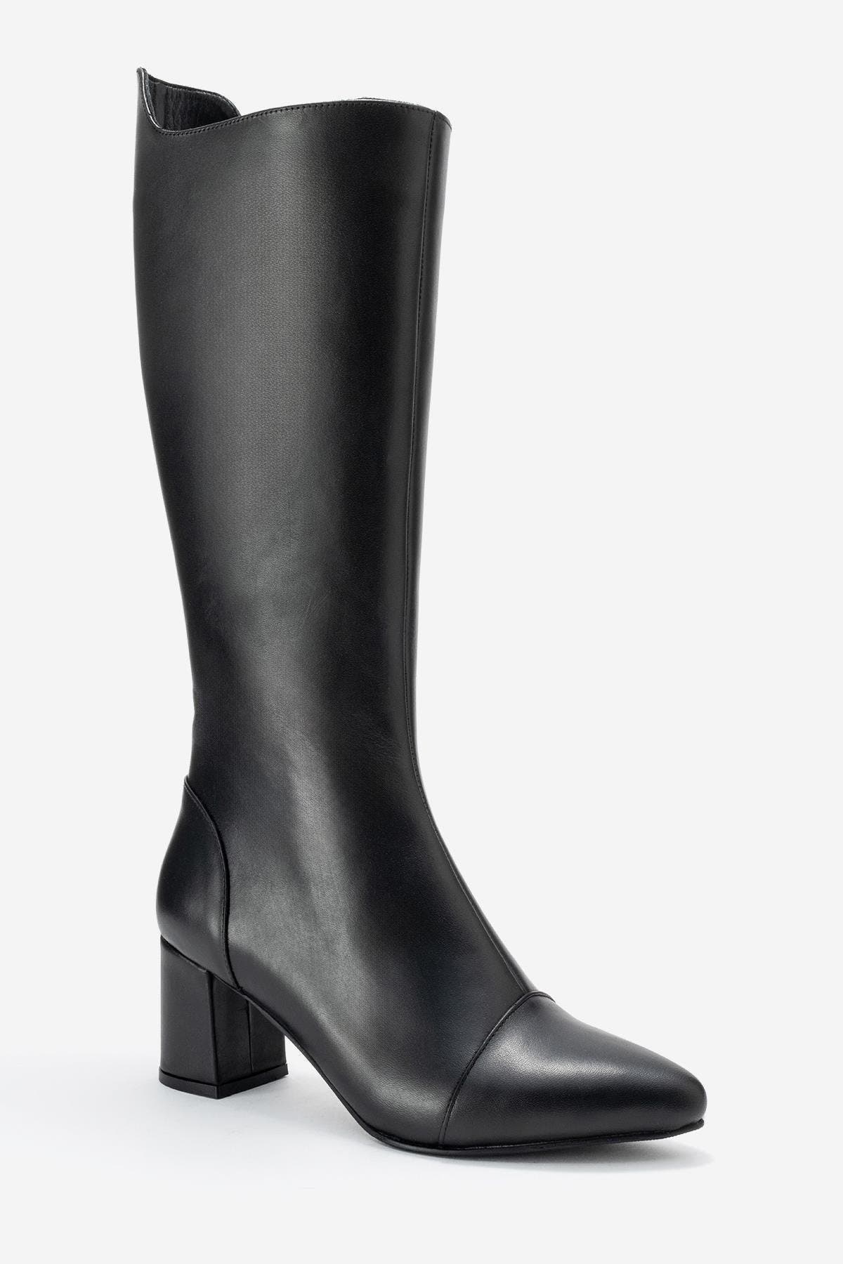 Osmera Leather Block Heel Knee High Boot, Main, color, Black Leather