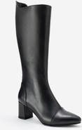 Forever & Always Shoes Osmera Leather Block Heel Knee High Boot