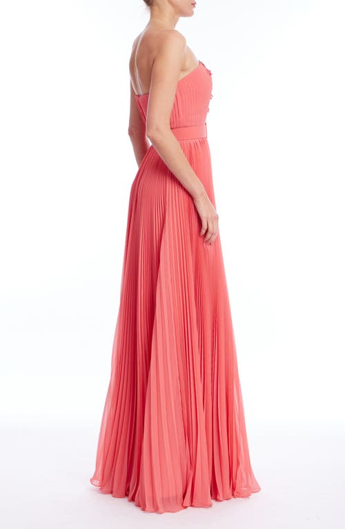 Badgley Mischka Collection Embellished Pleated Strapless Gown In Pink