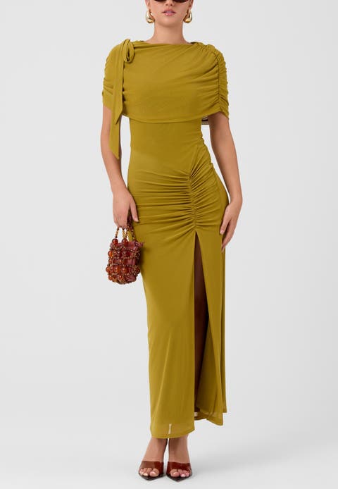 Ivy Capelet Mesh Midi Dress