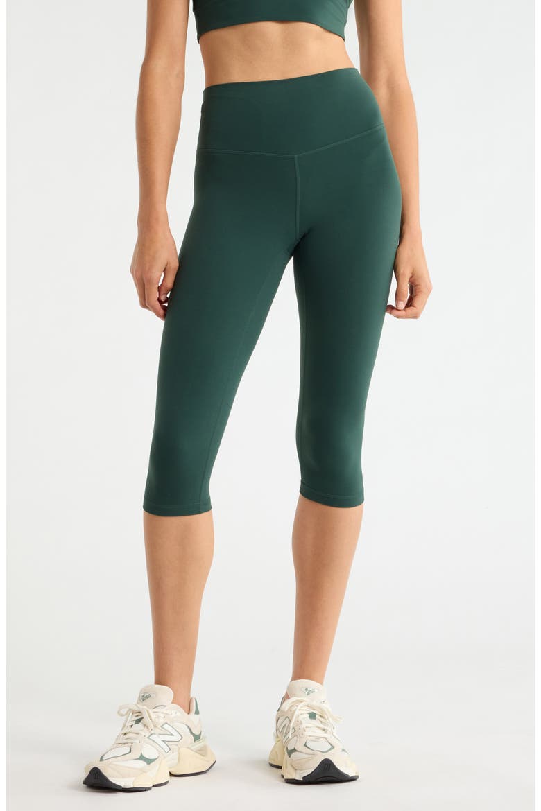 Studio Luxe High Waist Capri Leggings, Main, color, GREEN TIMBER