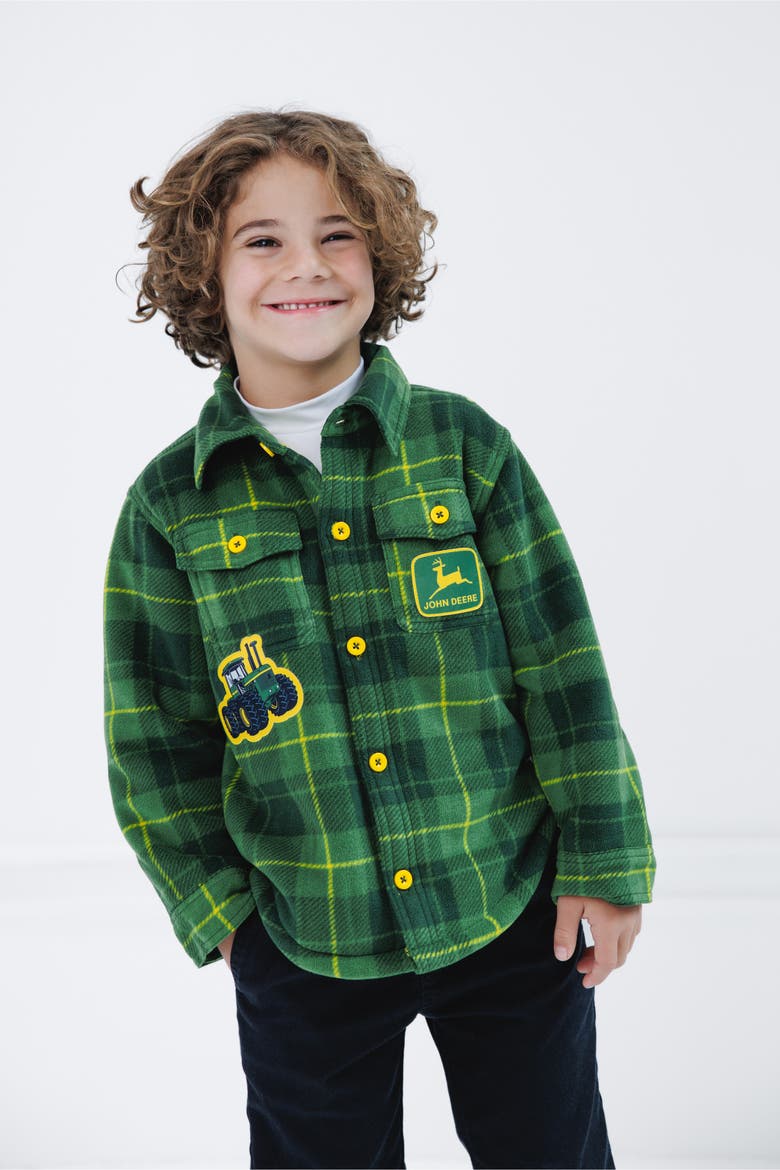 Fleece Lined Shacket, Alternate, color, Green Yellow Plaid