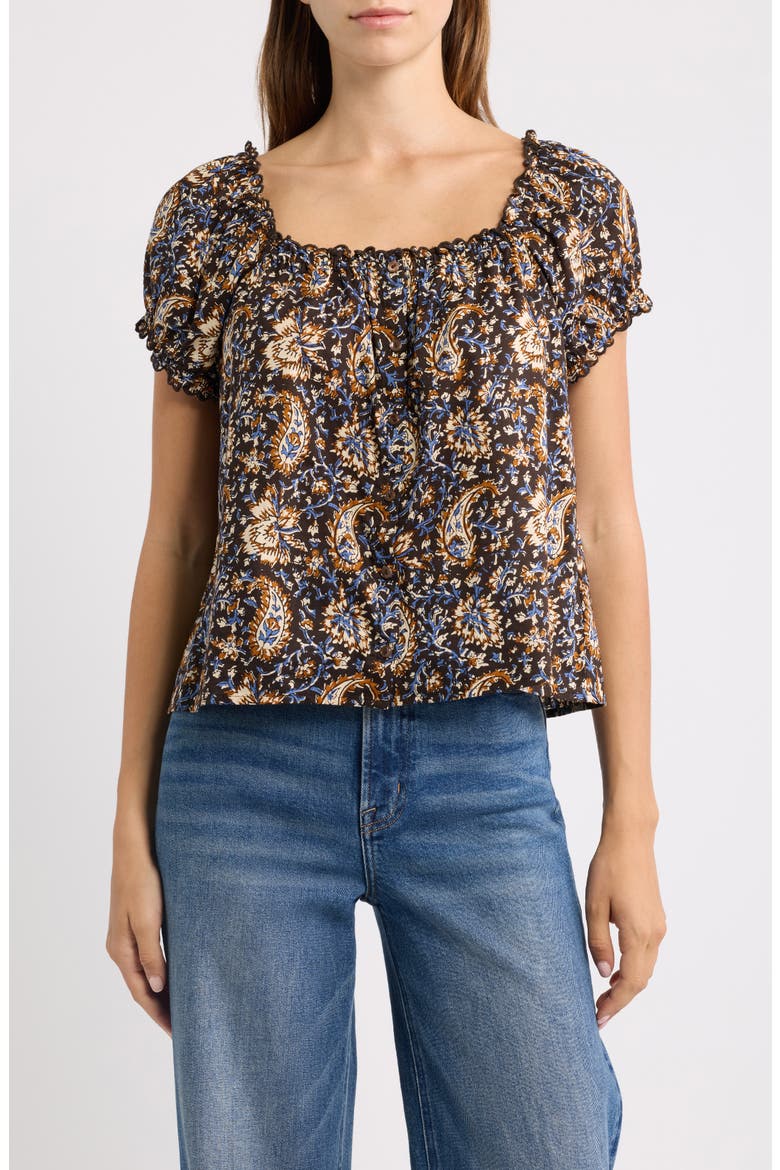 Paisley Cotton Top, Main, color, MOLASSES