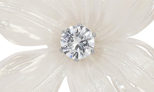 Eye Candy Los Angeles Dotty Pearlescent Flower Cz Earrings In White