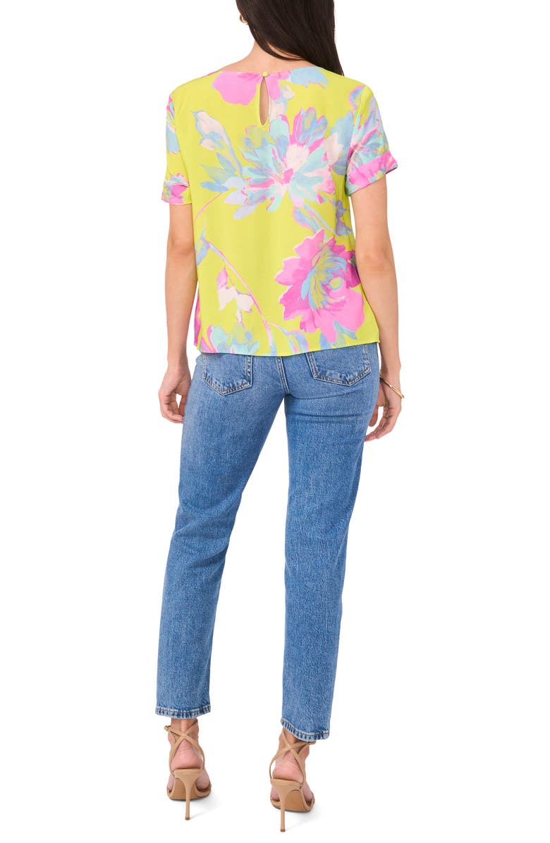 Vince Camuto Floral Print Rolled Cuff Top, Alternate, color, 