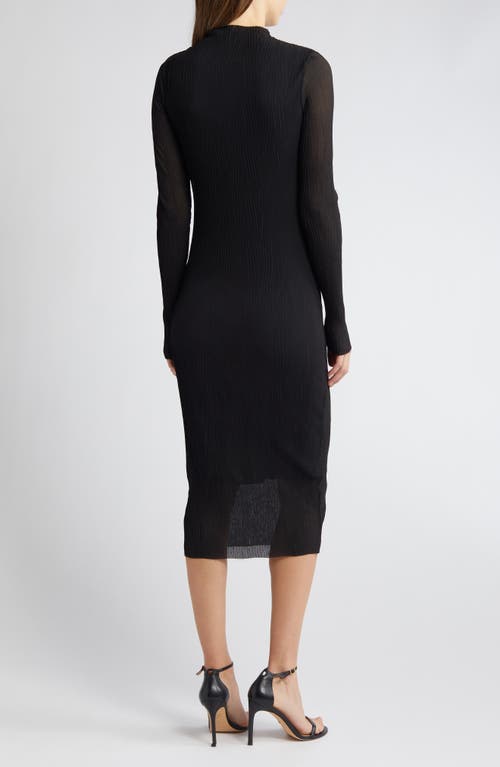 Hugo Boss Boss Long Sleeve Midi Dress In Black